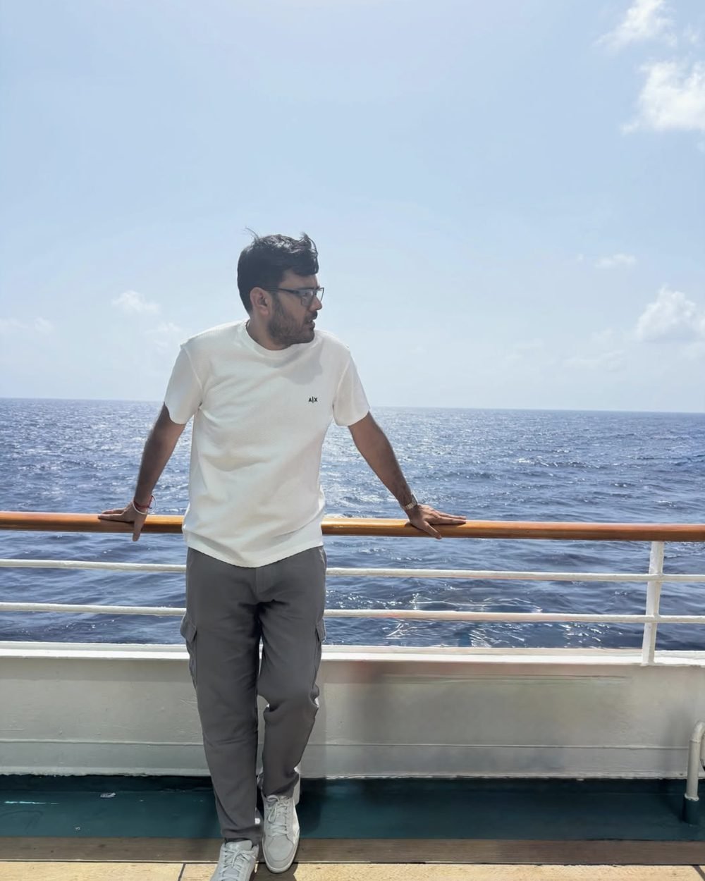 At sea